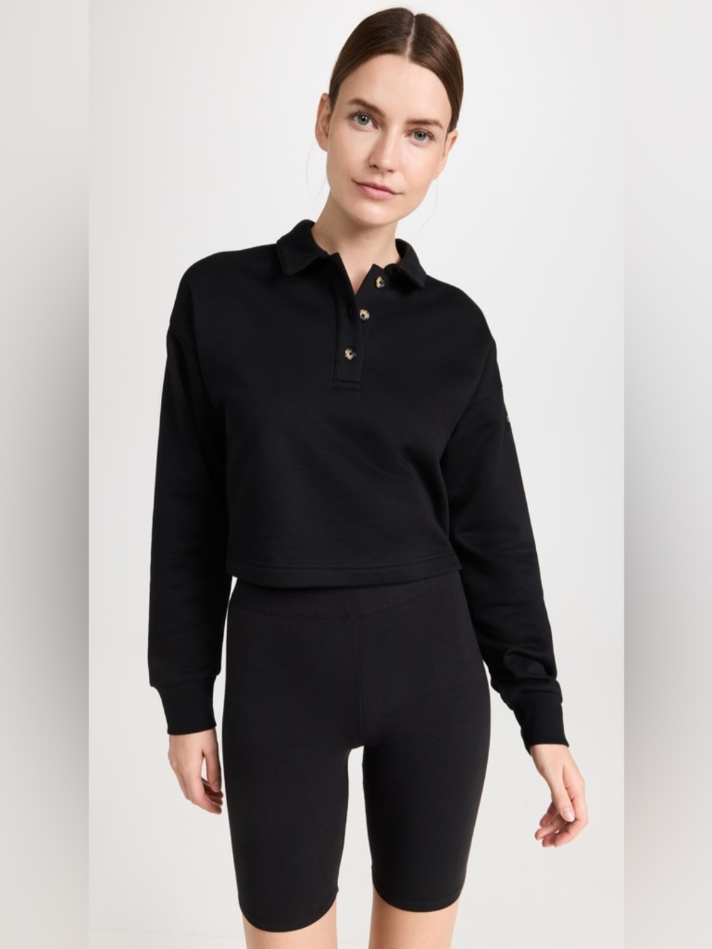 Alo Yoga Polo Henley Pullover Size Small Black NWT